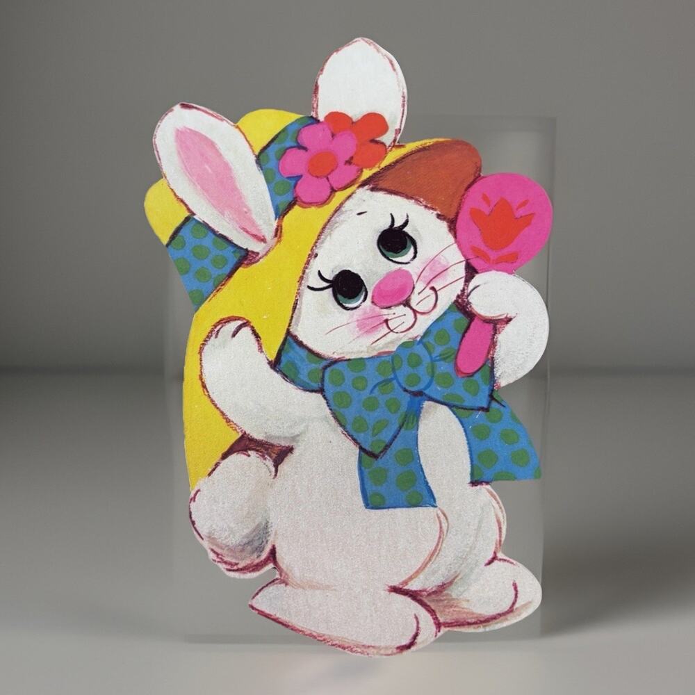 Vintage Holiday Wall Decorations Easter Bunny Rabbit Die Cut Epherema Paper 80's